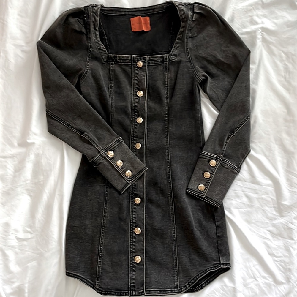 Signature8 Black Mini Jean Dress Size Large